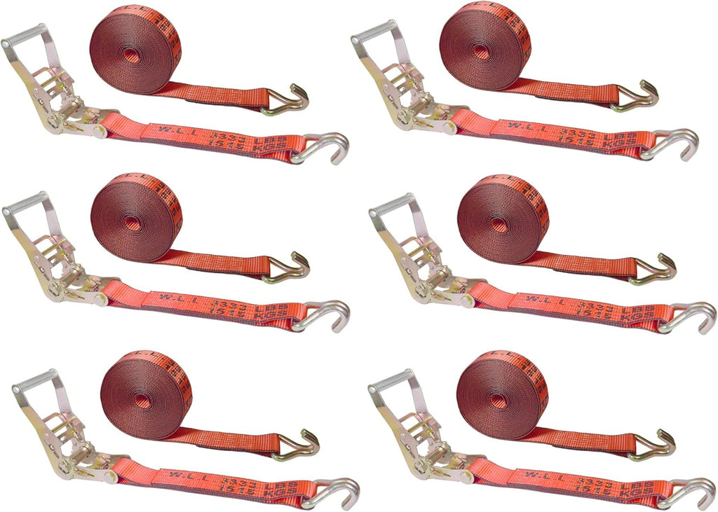 2.5 oz x 30 ft Tie Down Double Wire J Hook Ratchet Straps (Blue, 4 Pack) A438
