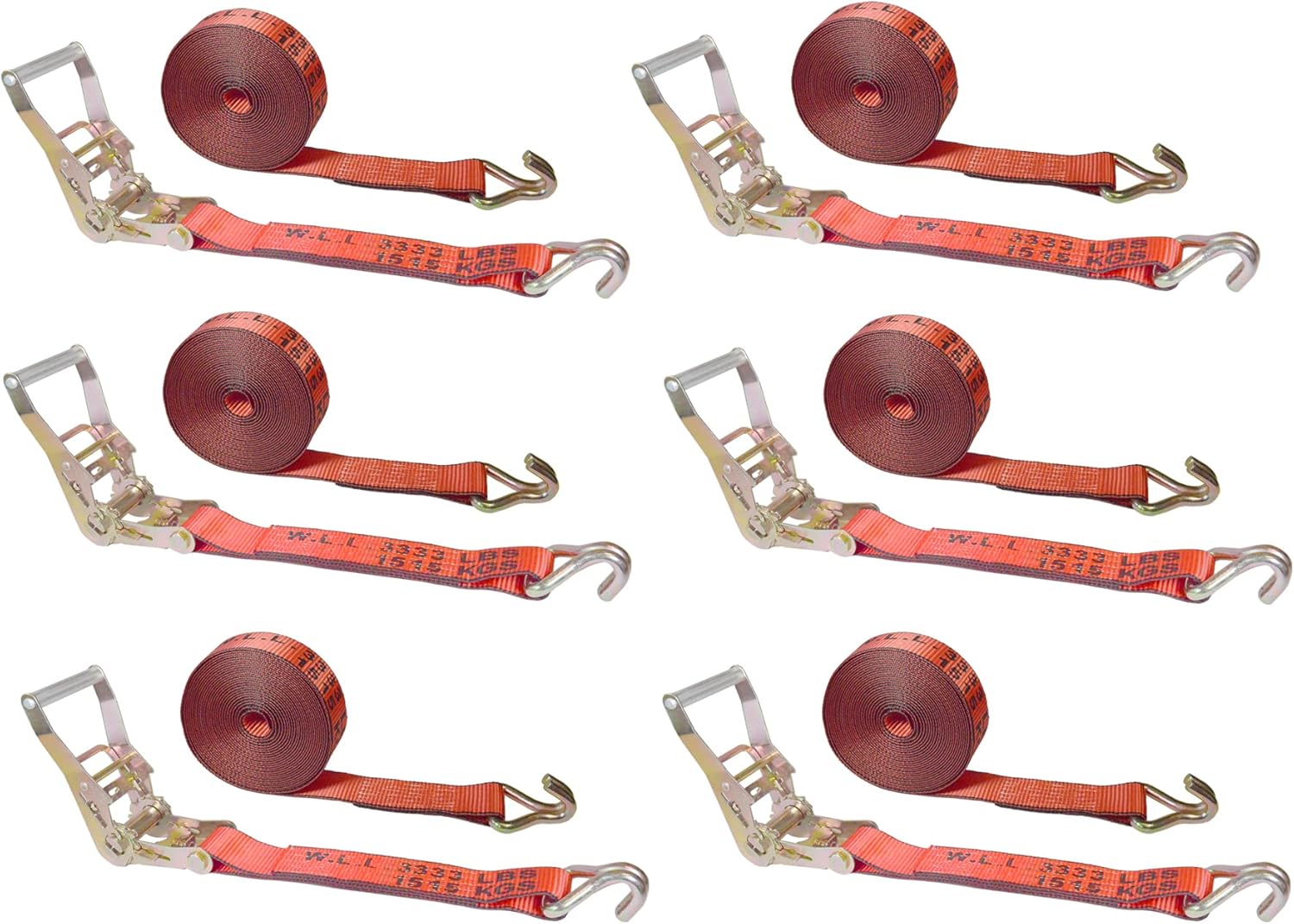 2.5 oz x 30 ft Tie Down Double Wire J Hook Ratchet Straps (Blue, 4 Pack) A438