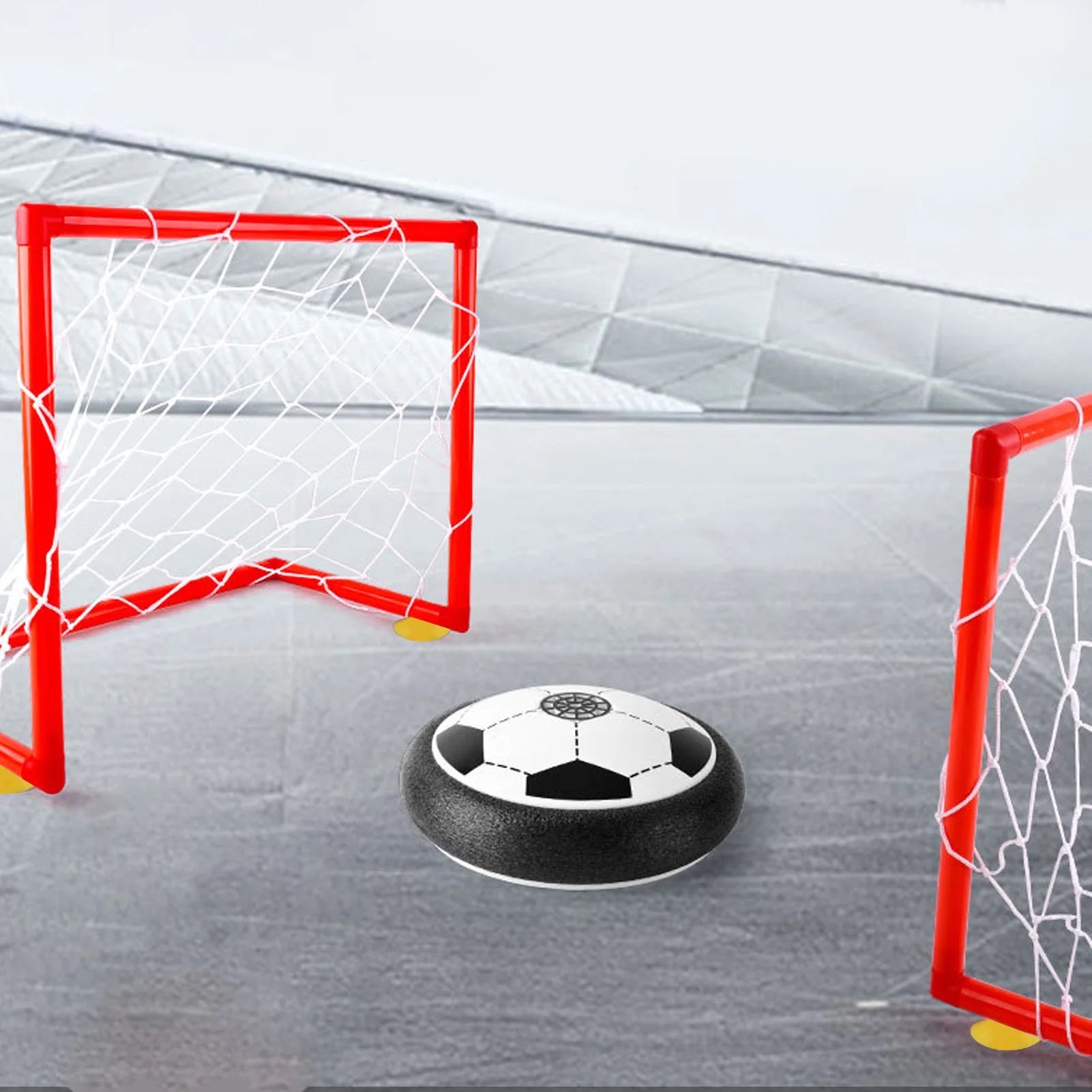 Kids Hover Soccer Ball Toy LED Light 2 Net Indoor Air Floating Football Z3450