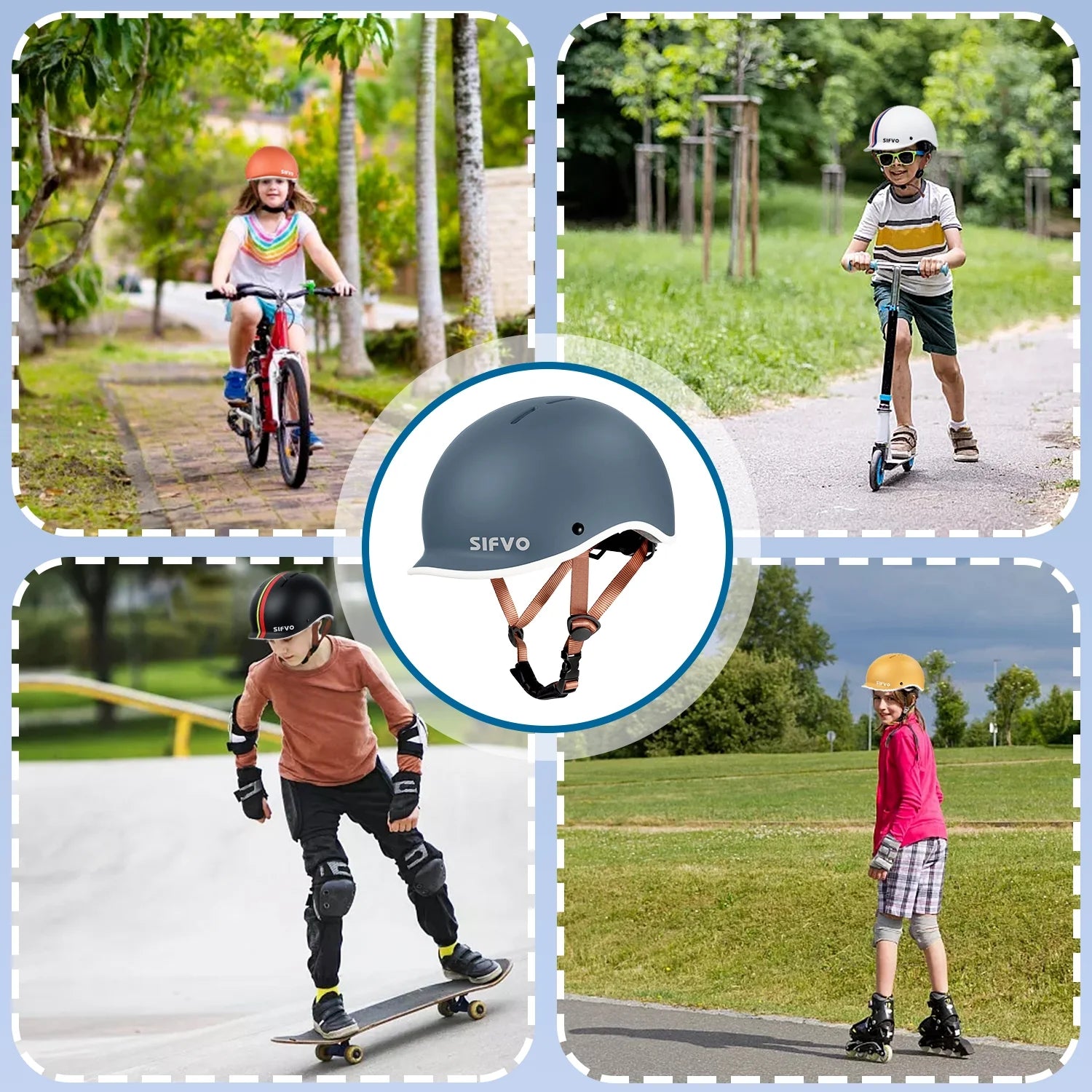 Kids Bike Helmet Skateboard Helmet Scooter Helmet Adjustable Durable（51-57cm） M475316