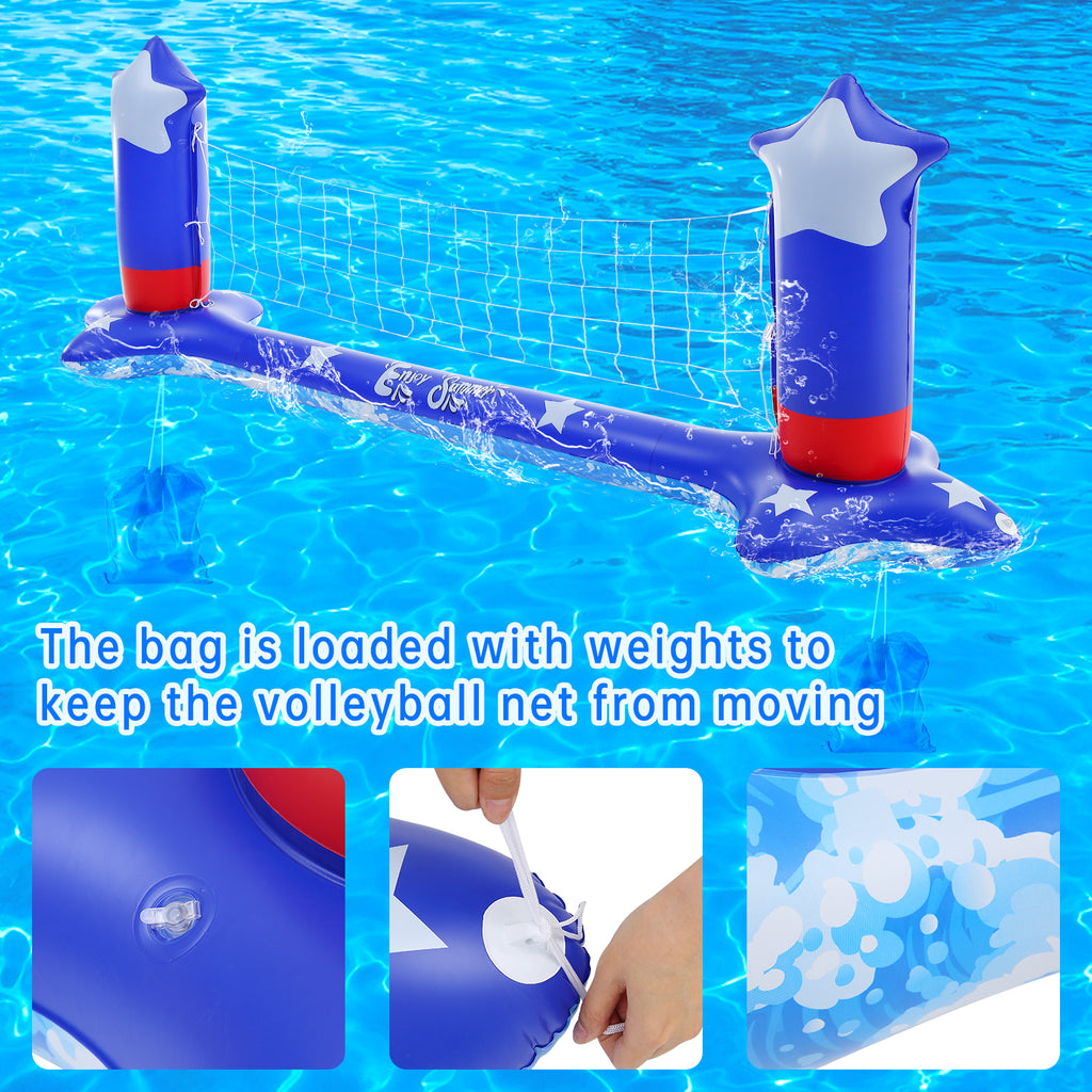 Inflatable Pool Volleyball Game Set with Basketball Hoops V1785