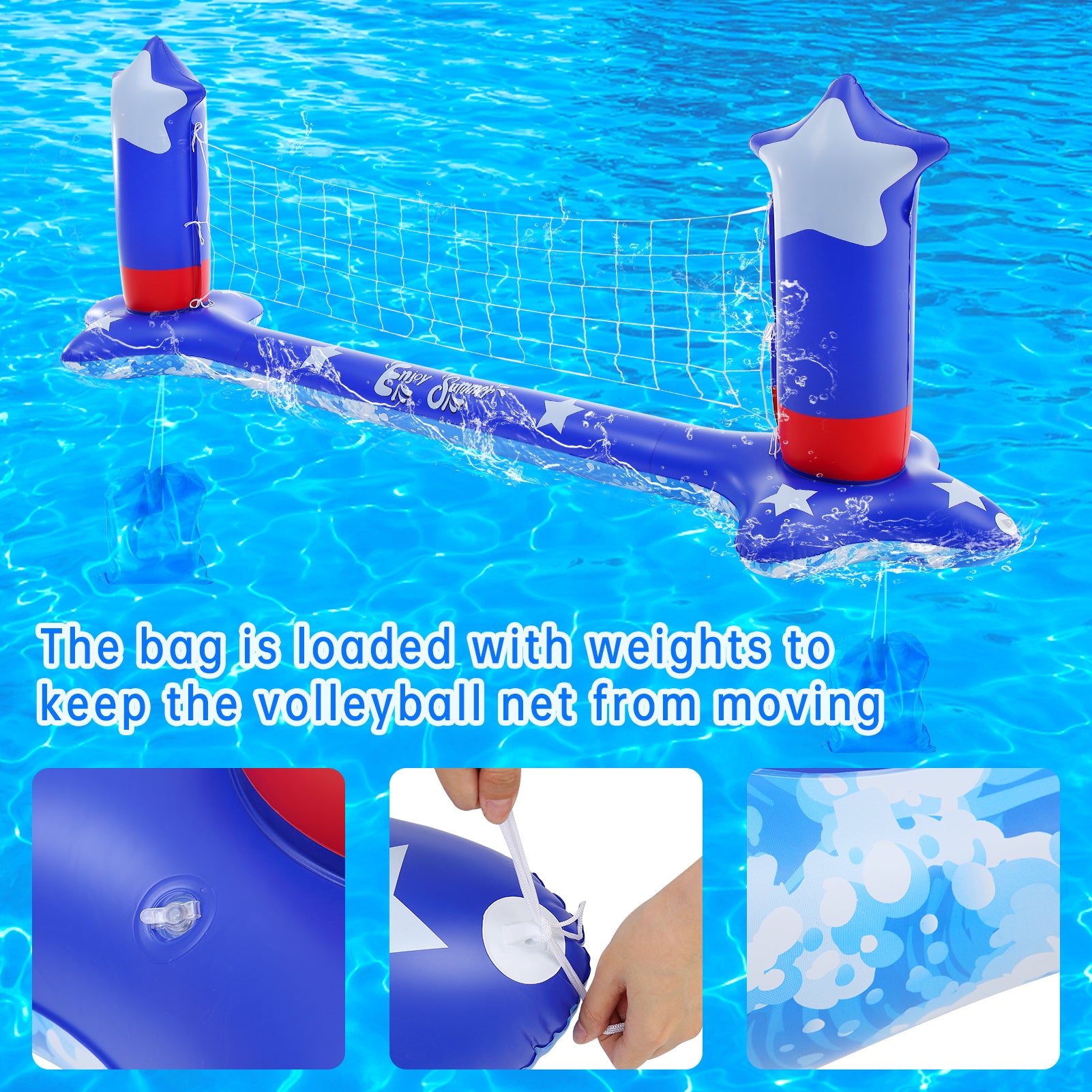 Inflatable Pool Volleyball Game Set with Basketball Hoops V1785