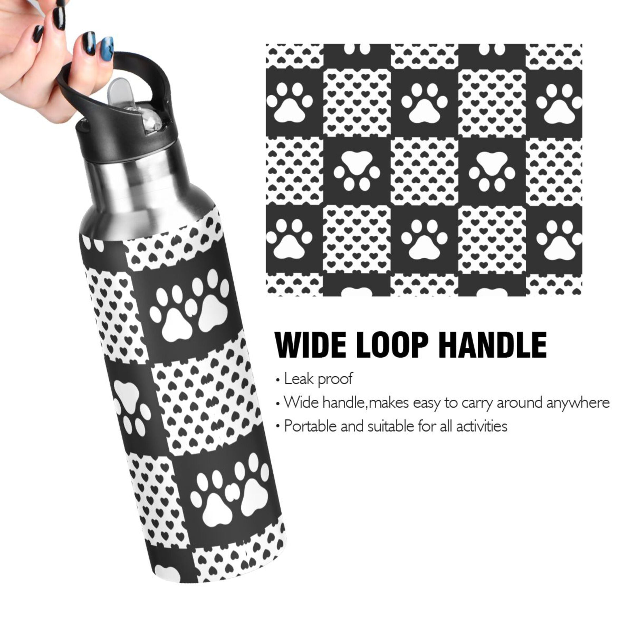 20 OZ Stainless Steel Water Bottle with Straw Lid Y819