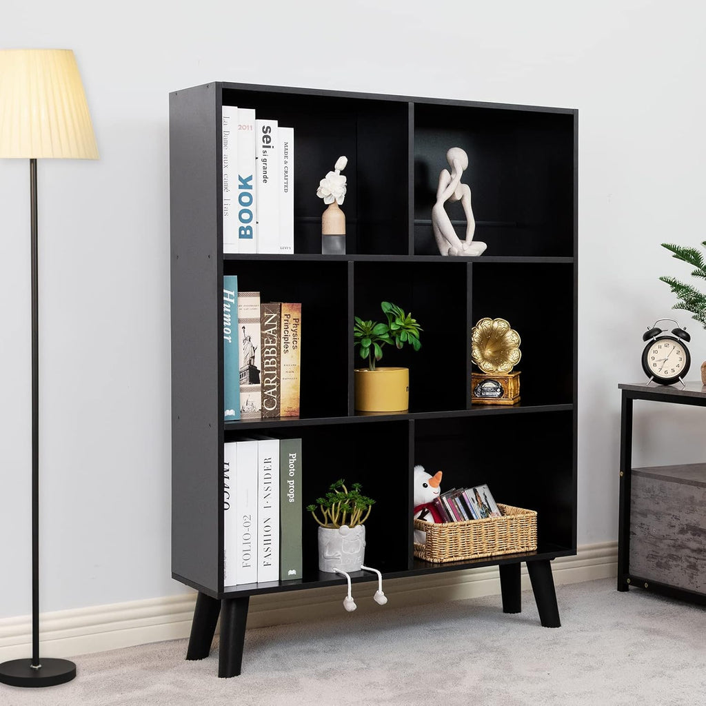 Black 3 Tier Wood Bookshelf U73079