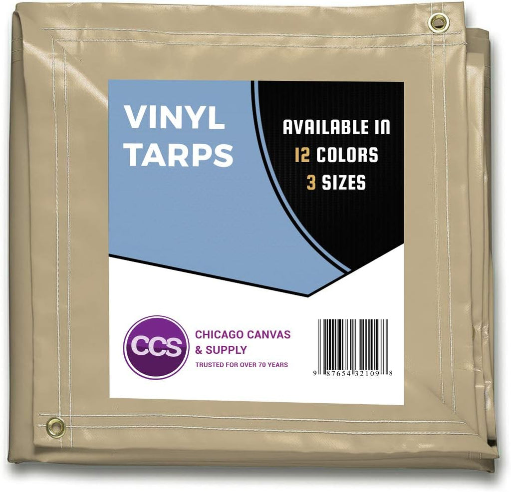 Tan 10 by 12 Feet Waterproof Vinyl Tarp with Rustproof Grommets V201923