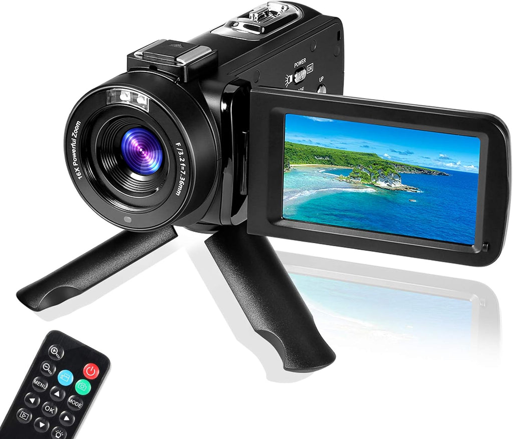 48MP 16X Digital Zoom Flip Screen Autofocus Camcorder with Wide-Angle Lens and Macro Lens, 32G Micro Card, 2 Batteries (Pink) R75219