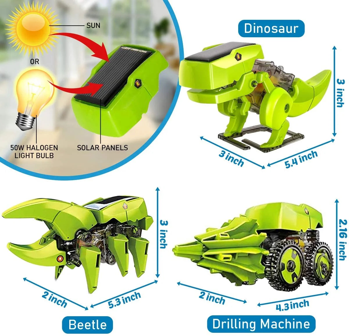 STEM Robot Building Kit 3 in 1 Solar Dinosaur Desk Robot with Manual Instructions and Piler D769