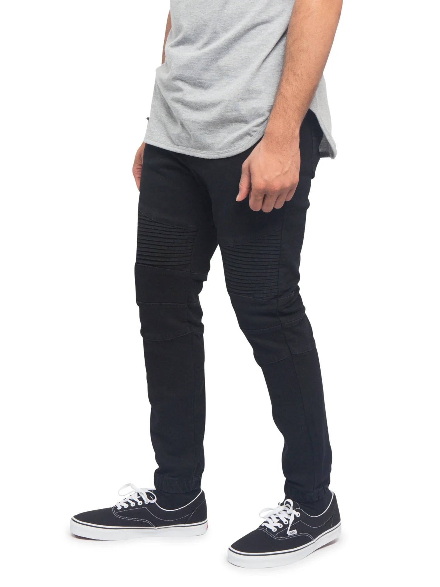 Slim Fit Biker Denim Jogger Jeans Black 4XL P12753