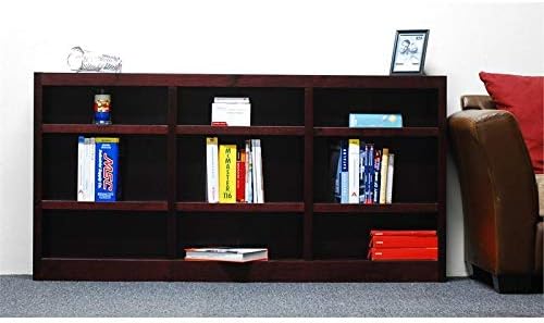 Cherry 9-Shelf Triple Wide Wood Bookcase R858197