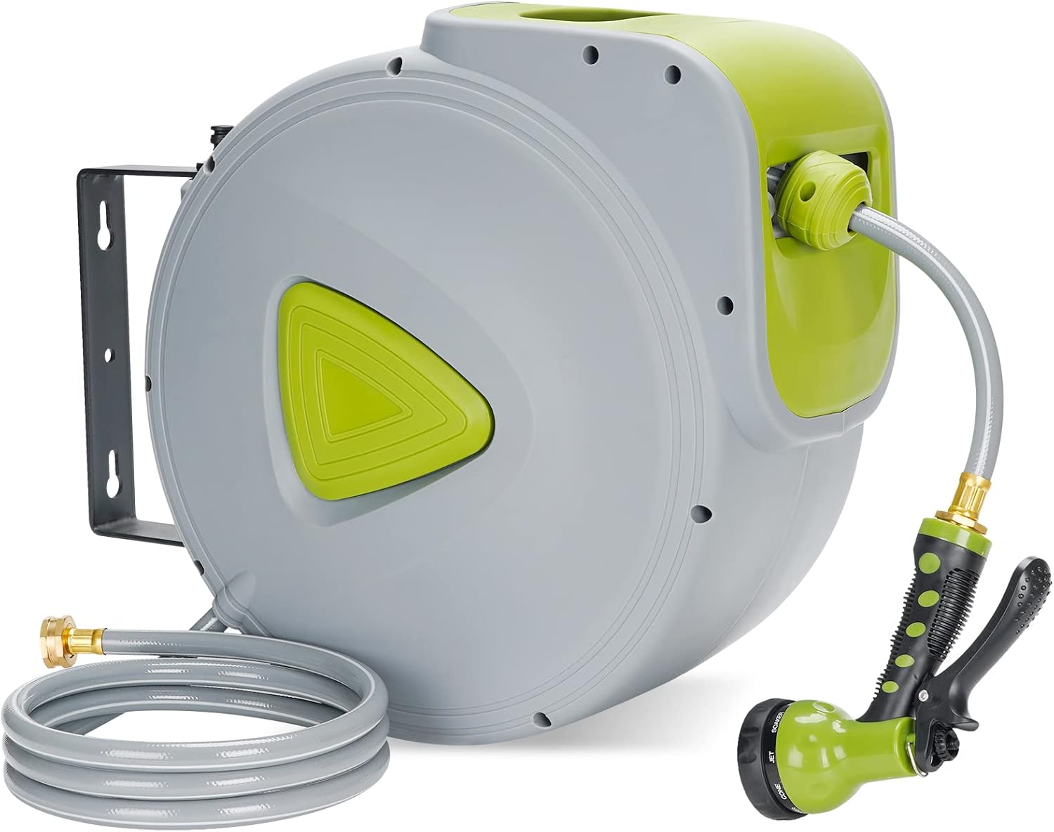 Retractable Wall Mount Hose Reel with 82ft Auto Rewind Water Hose Y917