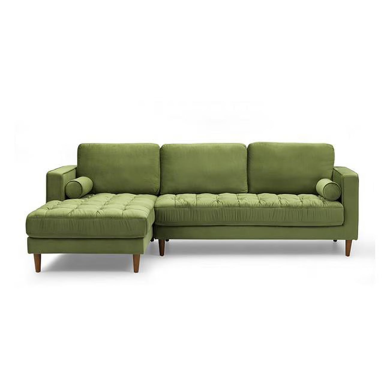 Green Tufted Velvet Left Sectional Sofa J3440