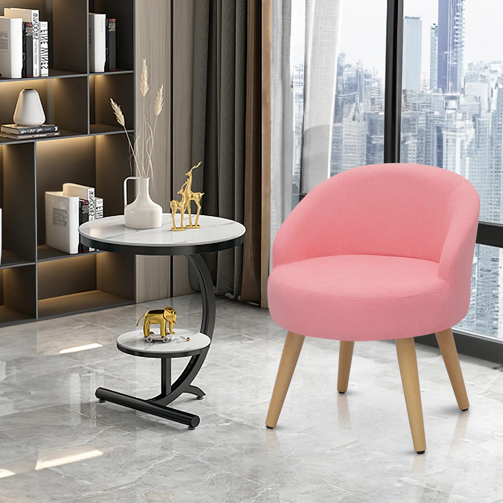 Macaron Pink Upholstered Vanity Chair H94766