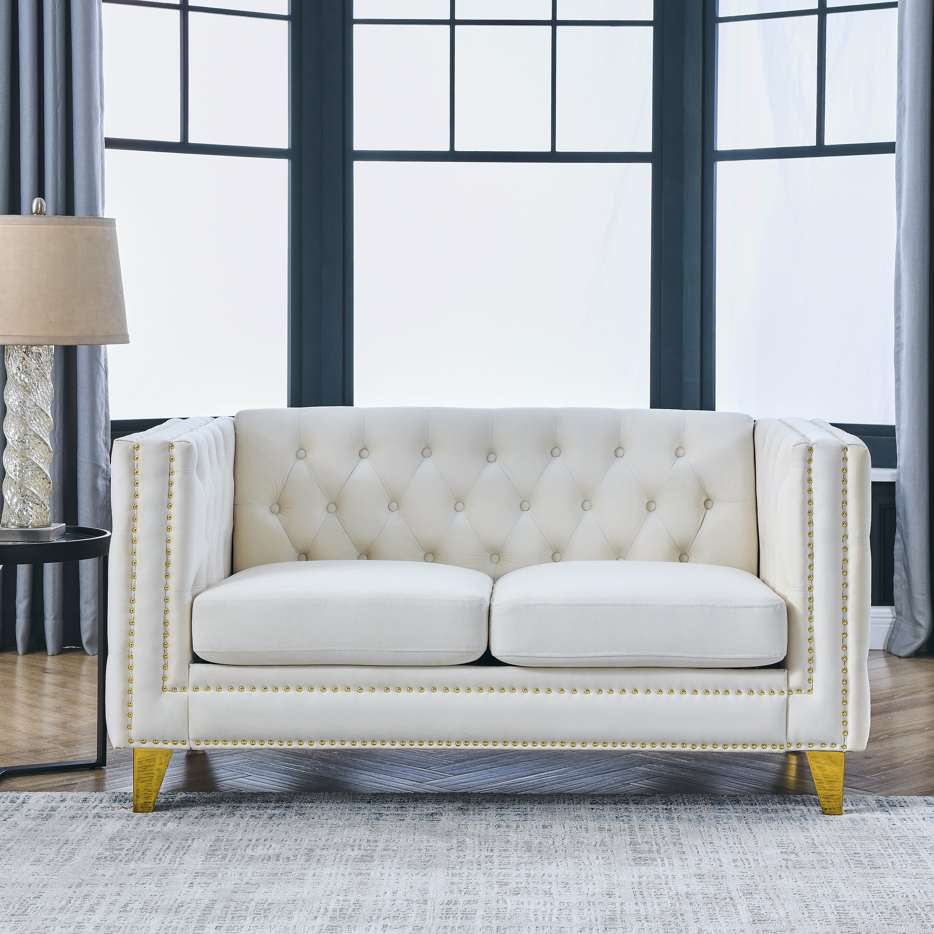 Beige Velvet Sofa N34081