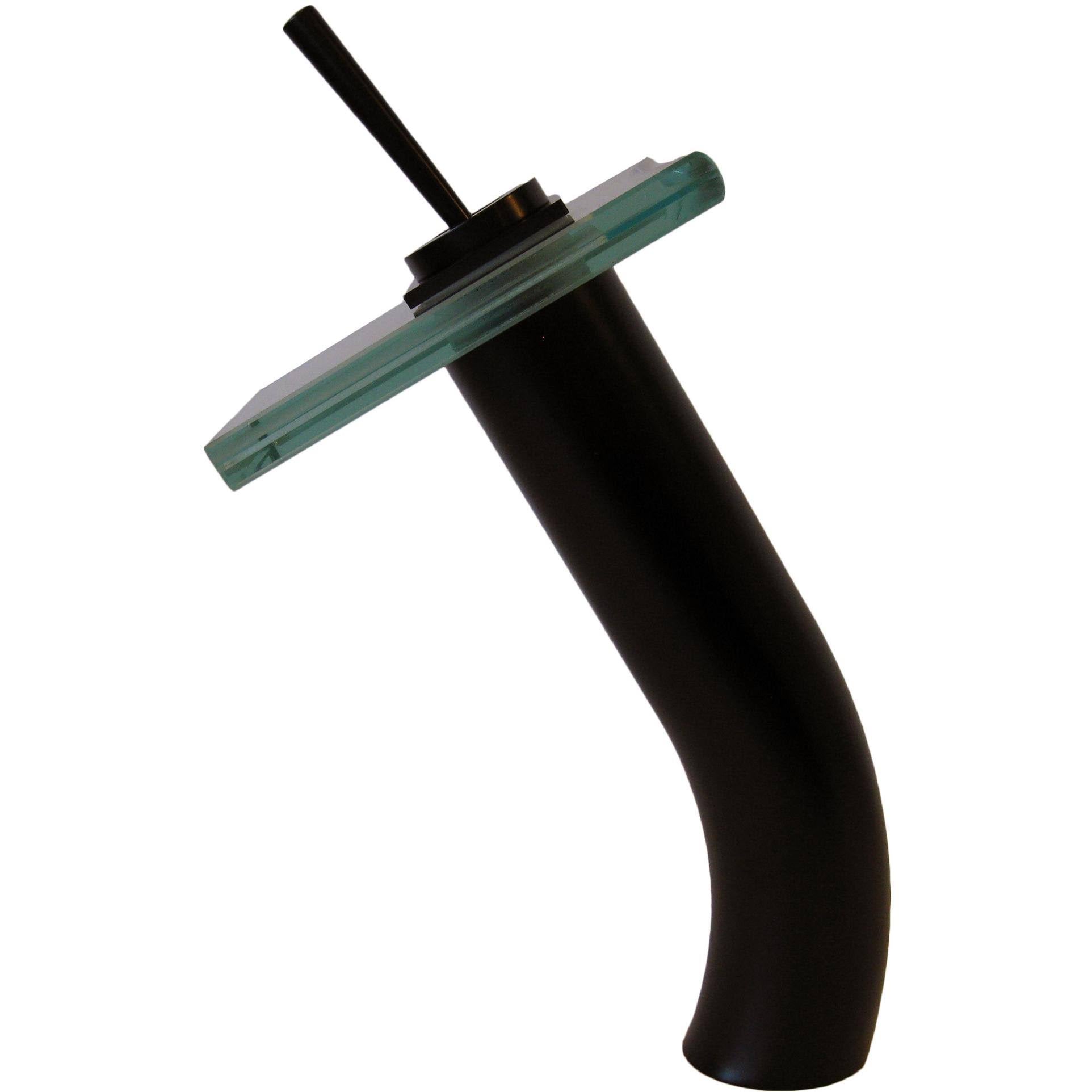 1.8 GPM Single Hole Waterfall Vessel Bathroom Faucet Oil Rubbed Bronze Brown Glass G323