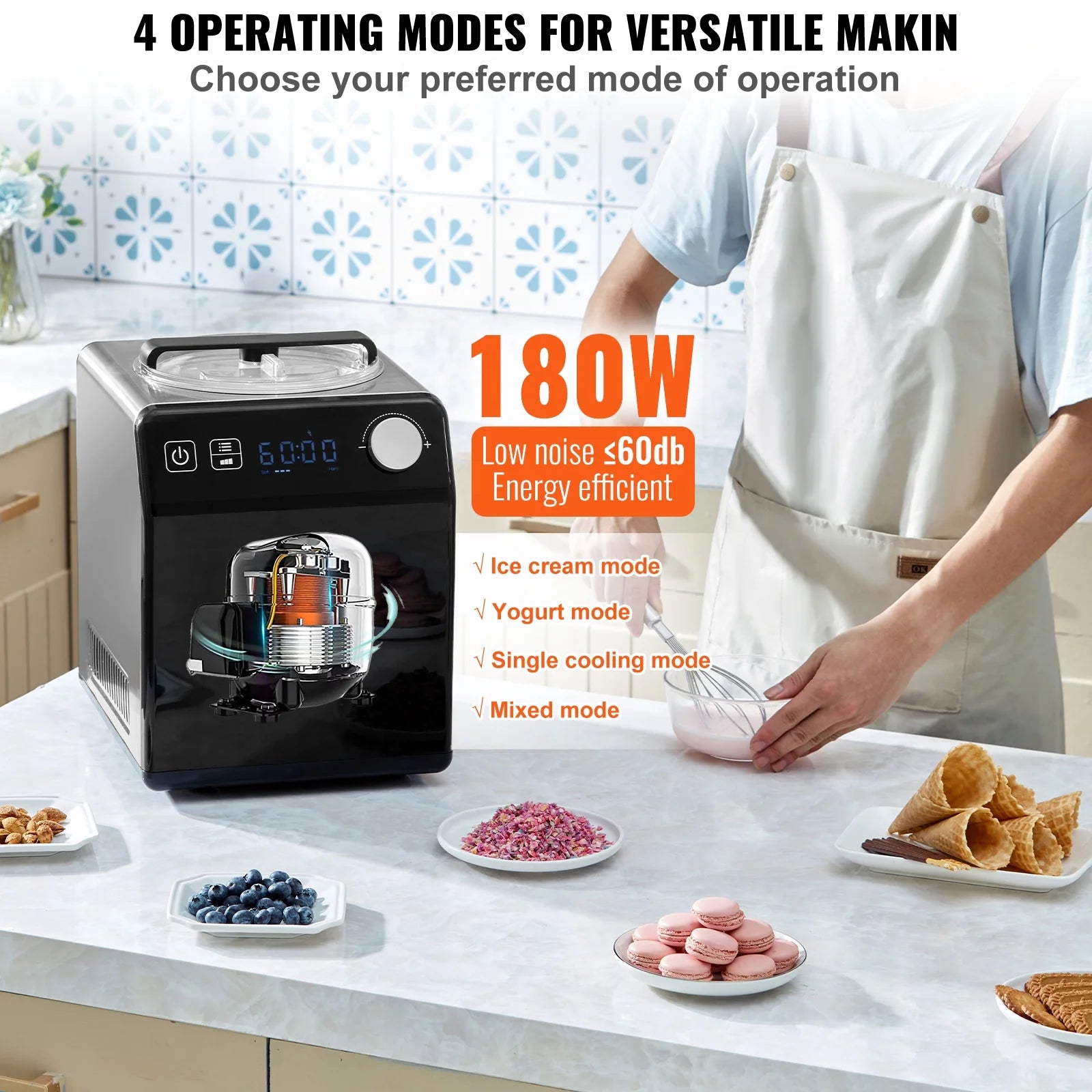 2 Quart Automatic Ice Cream Machine Electric Yogurt Gelato Maker Black S2677