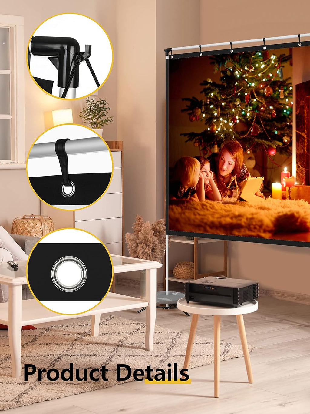 100 Inch 16:9 Portable Projector Screen with Stand and Carry Bag N3442
