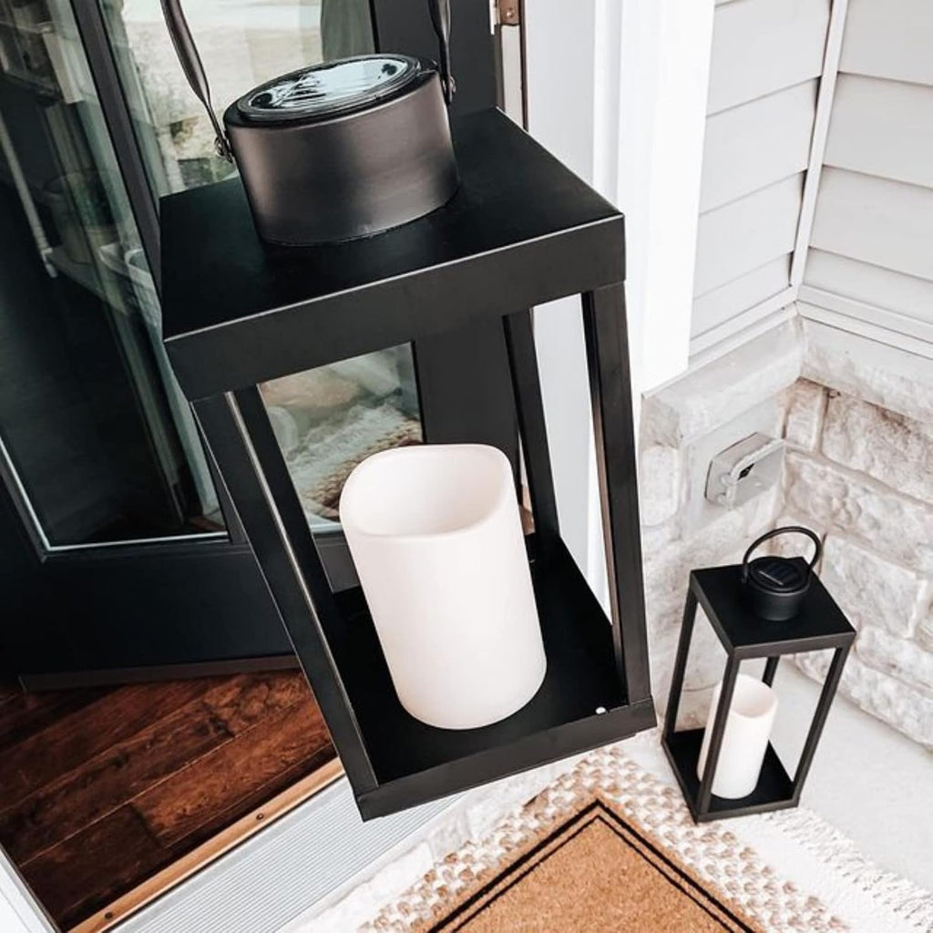 Matte Black Metal Candle Holder Lantern Y4543