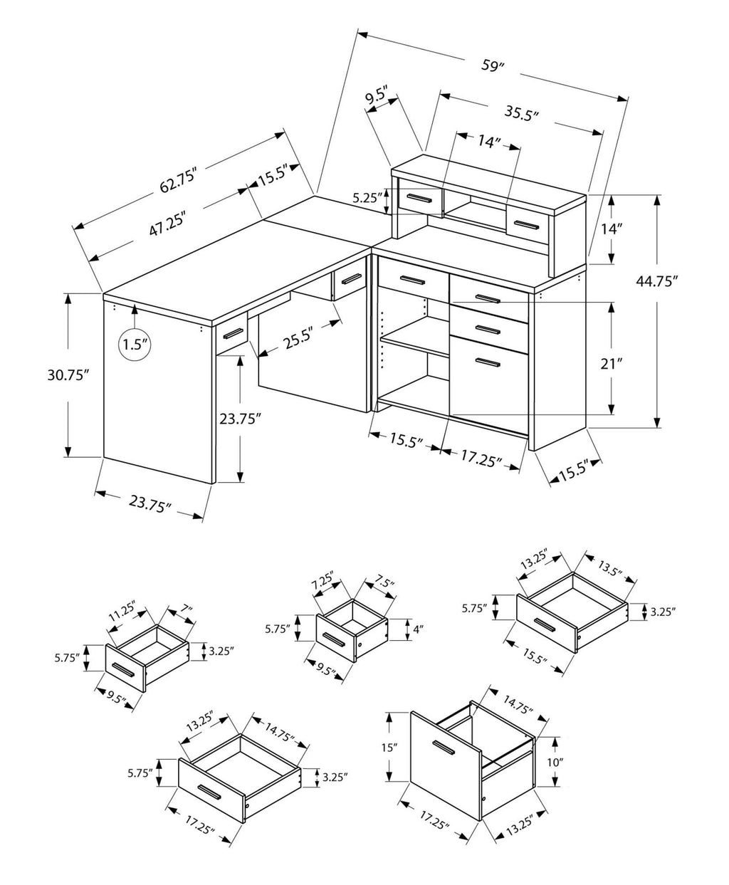Grey Reclaimed Wood Computer Desk J1891