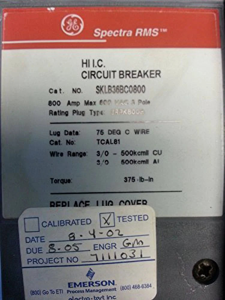 800A Spectra Circuit Breaker Q77767