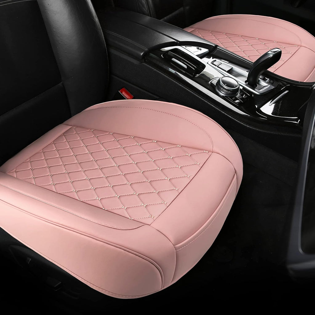 2PCS PU Leather Car Seat Cover Protector Front Seat Bottom Universal Beige Pack of 2 Z977