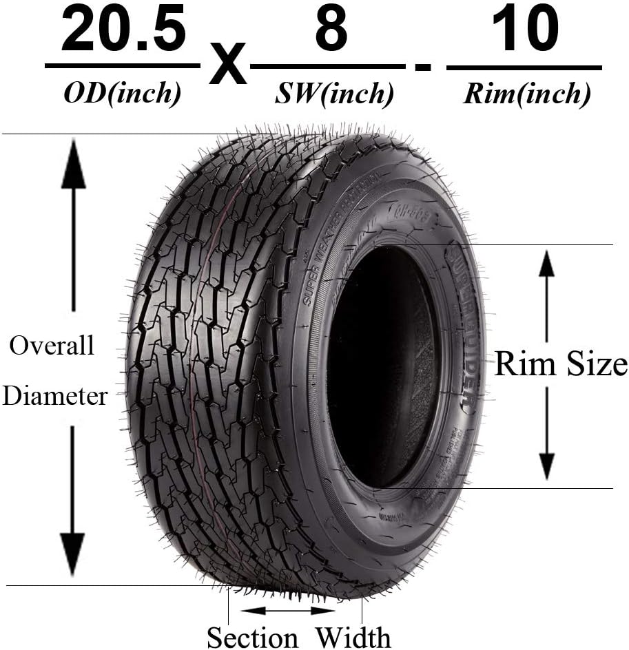 Set of 4 Trailer Tires 20.5x8-10 Load Range E 10PR X7751