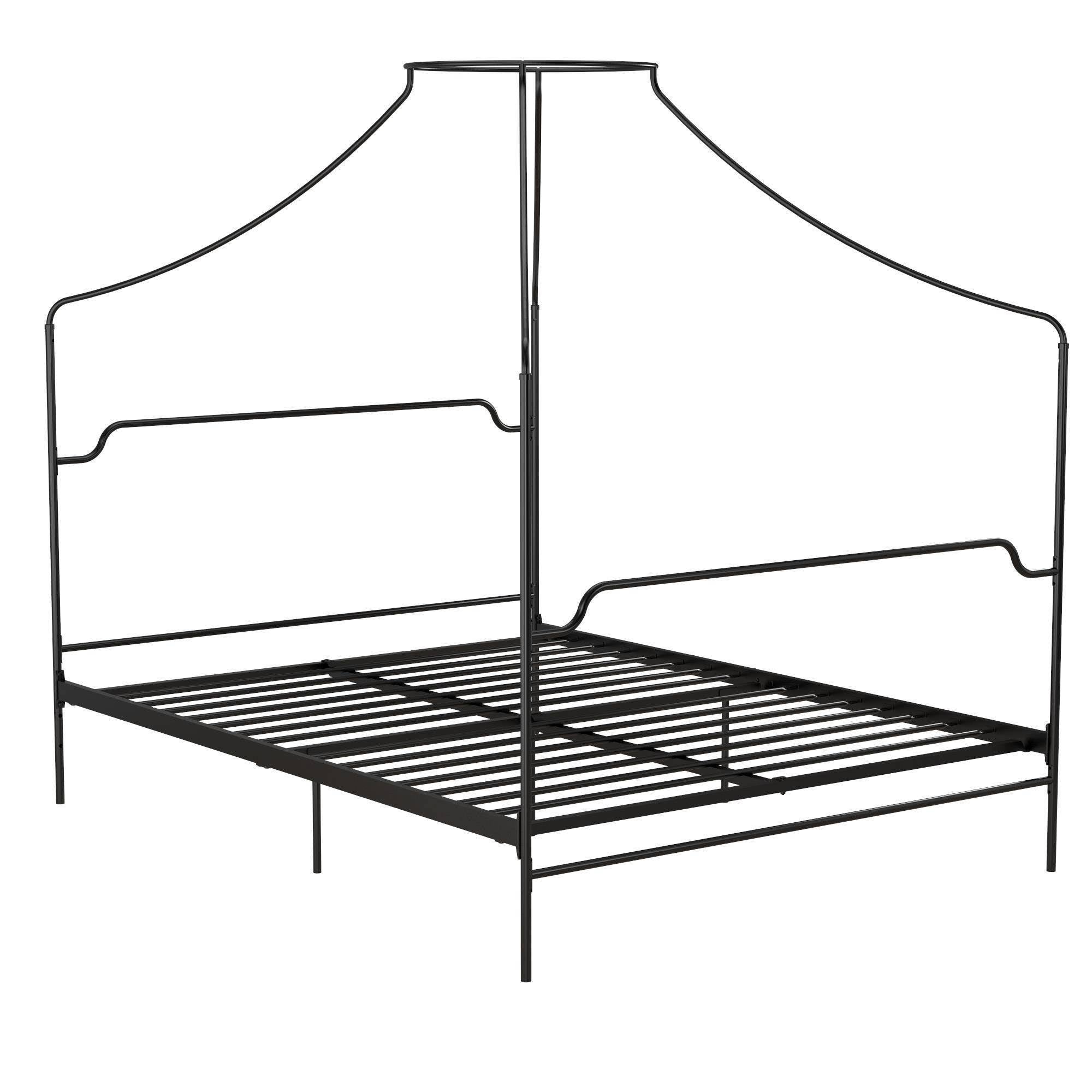 Black Metal Canopy Queen Size Bed V4926