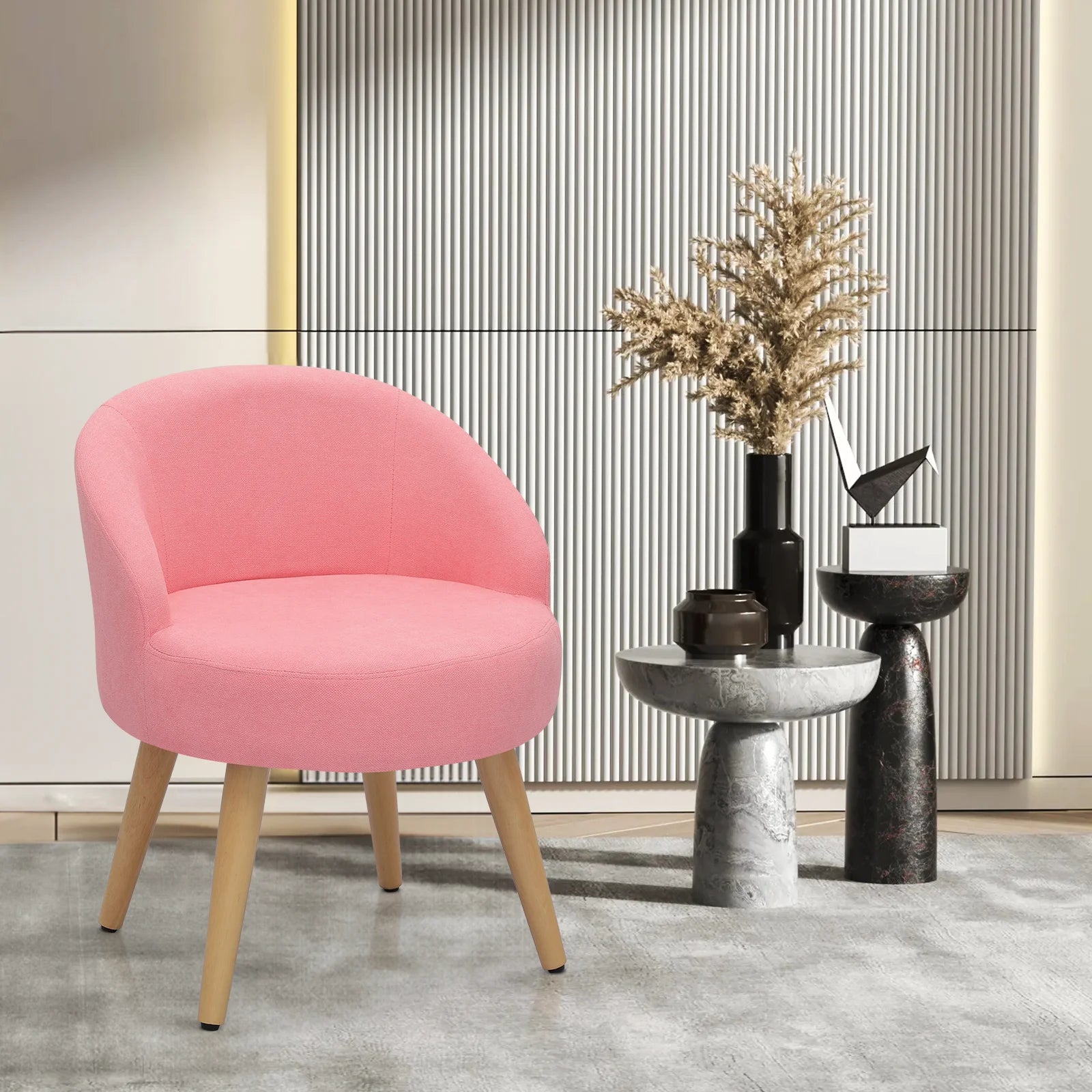 Macaron Pink Upholstered Vanity Chair H94766