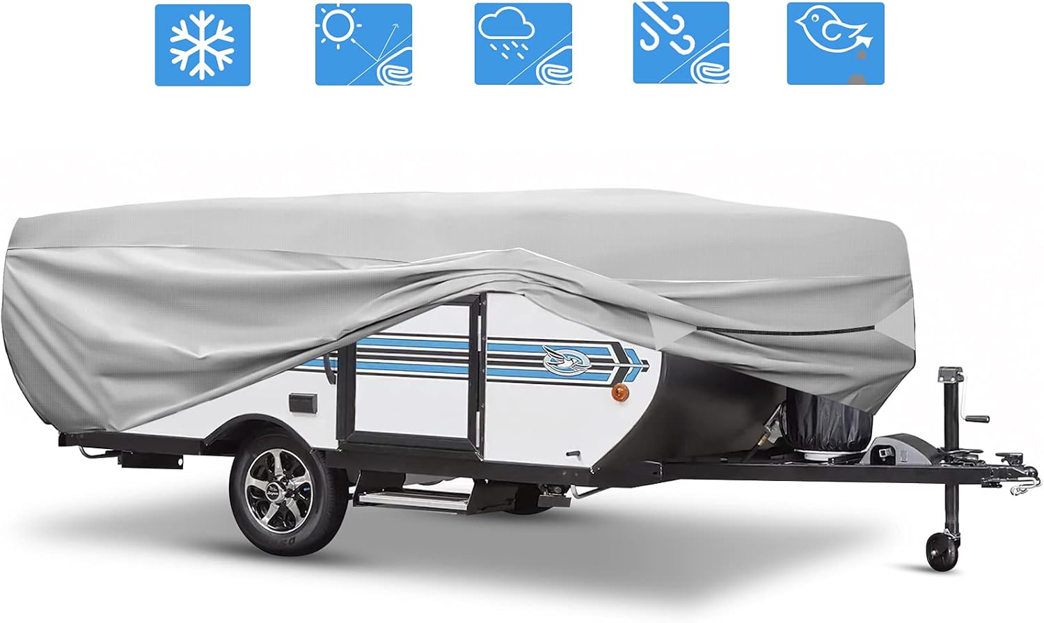 520D Oxford Pop up Camper Cover Waterproof Breathable Anti-UV Ripstop RV Storage Cover U3742