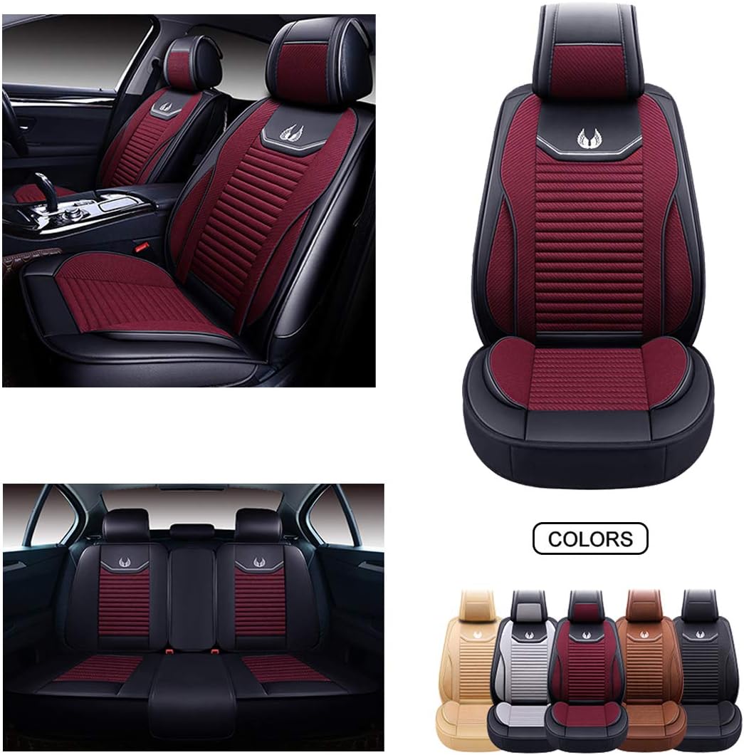 Red Faux Leather Car Seat Covers Set T332686