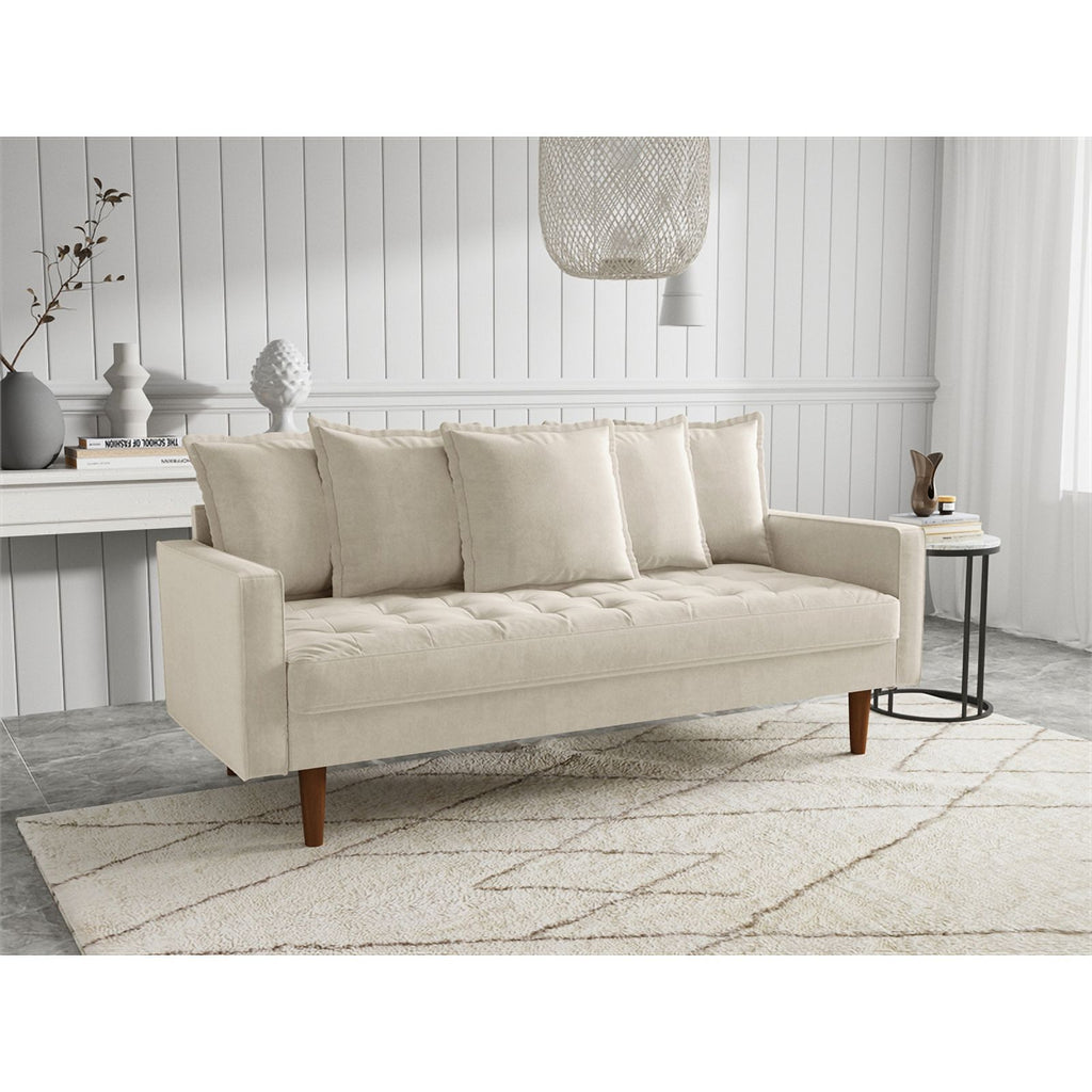 Beige Velvet Upholstered Sofa U19512