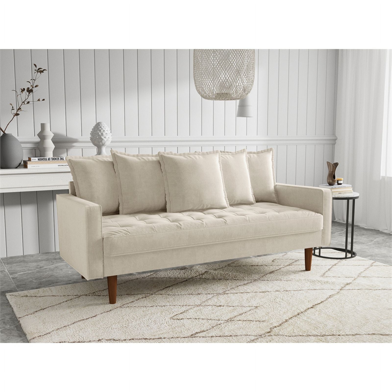 Beige Velvet Upholstered Sofa U19512
