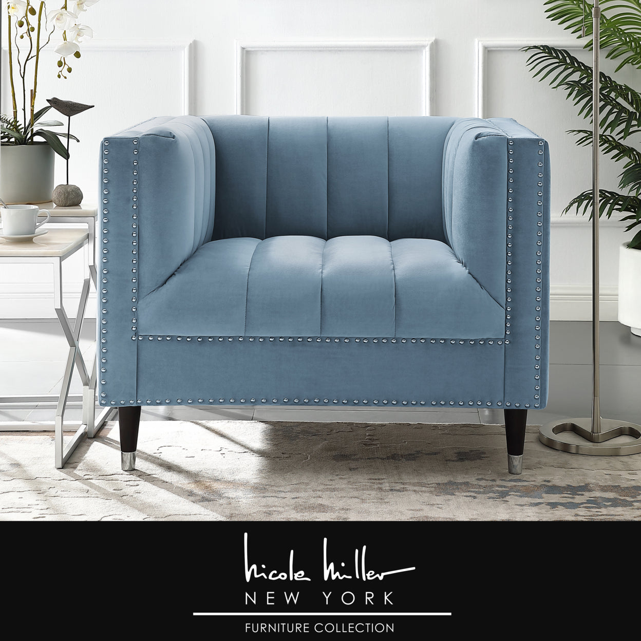 Velvet Club Chair or Sofa with Metal Legs F566