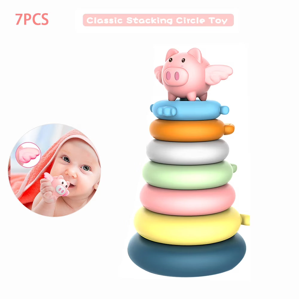 7 Rings Baby Stacking & Nesting Toys Montessori Baby Blocks Stacker L999
