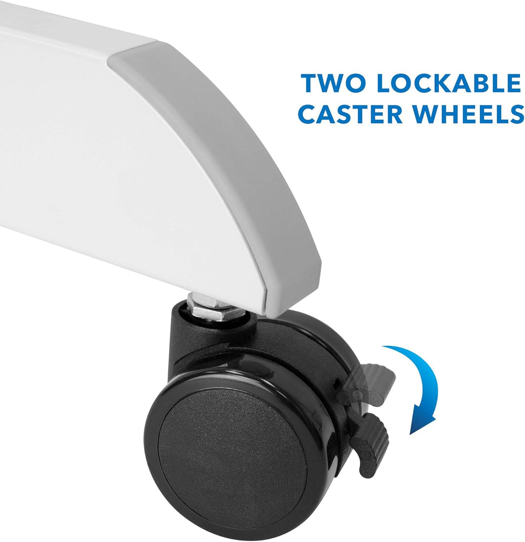 White Adjustable Rolling Laptop Desk with Wheels P16717