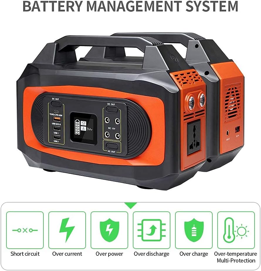 Portable Power Station 500W, 444Wh/120000mAh, 110V Pure Sine Wave AC Outlet Lithium Battery Solar Generator P705668