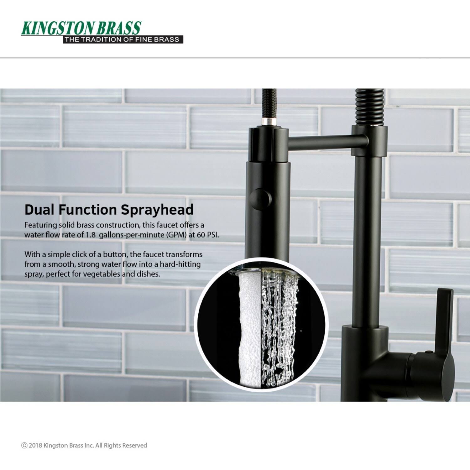 Matte Black Single-Handle Pre-Rinse Kitchen Faucet P6205