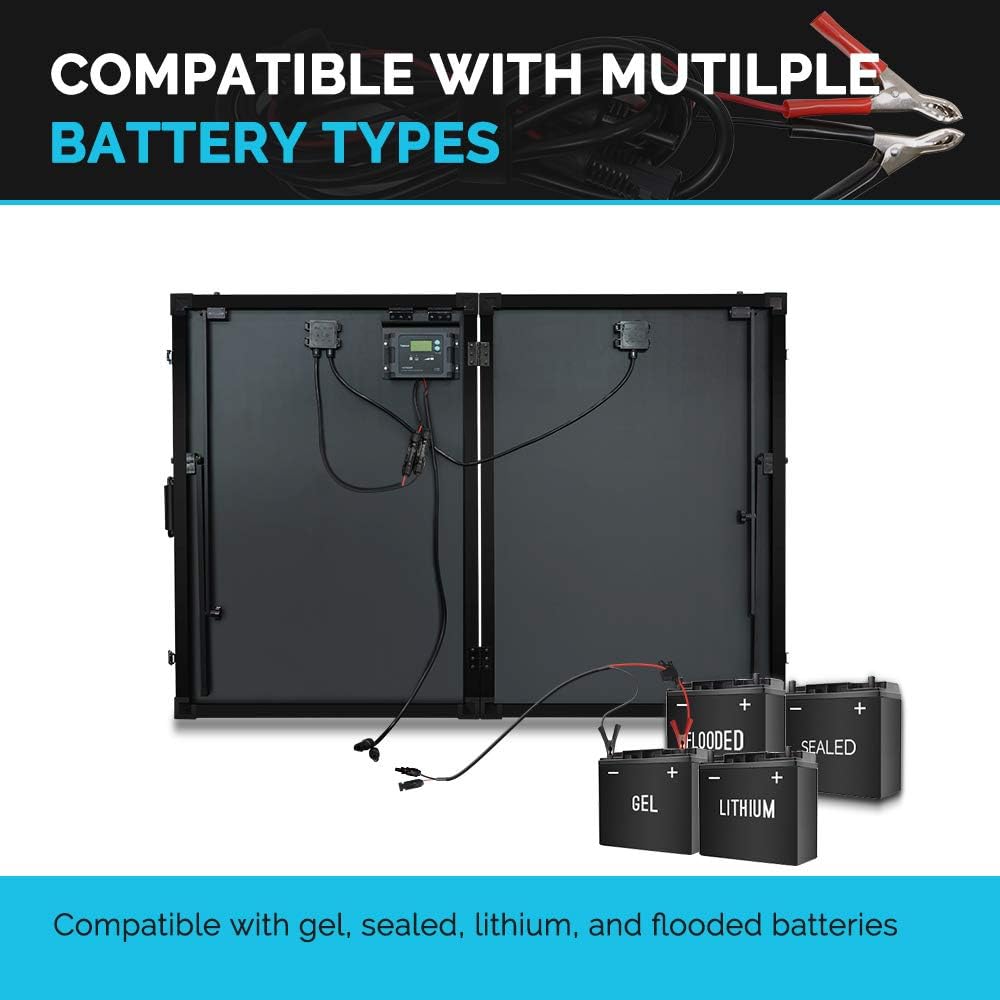 200 Watt 12 Volt Monocrystalline Portable Foldable 2Pcs 100W Solar Panel Suitcase with Waterproof 20A Charger Controller Q52315