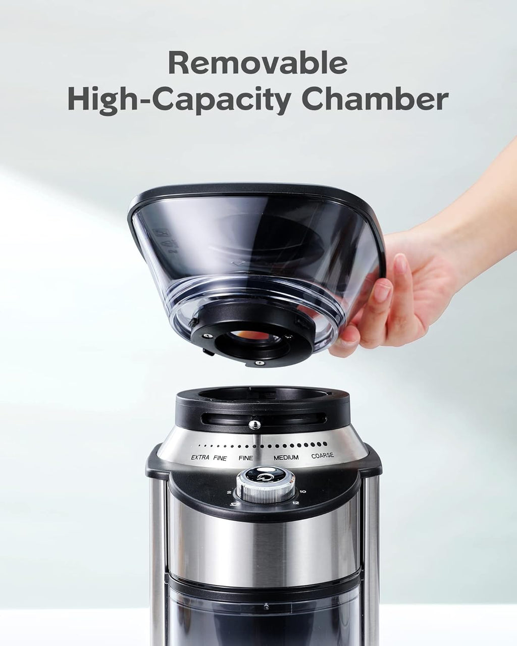 Stainless Steel Conical Burr Coffee Grinder with 19 Precise Grind Settings, Pack of 2 F5449