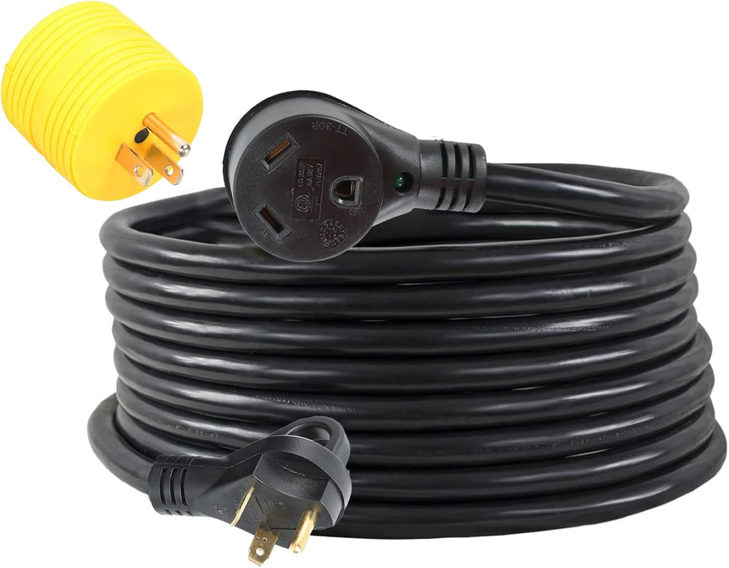25FT 30 AMP RV Power Cord with Handles 10 Gauge Heavy Duty Weatherproof Electrical Cable B7243