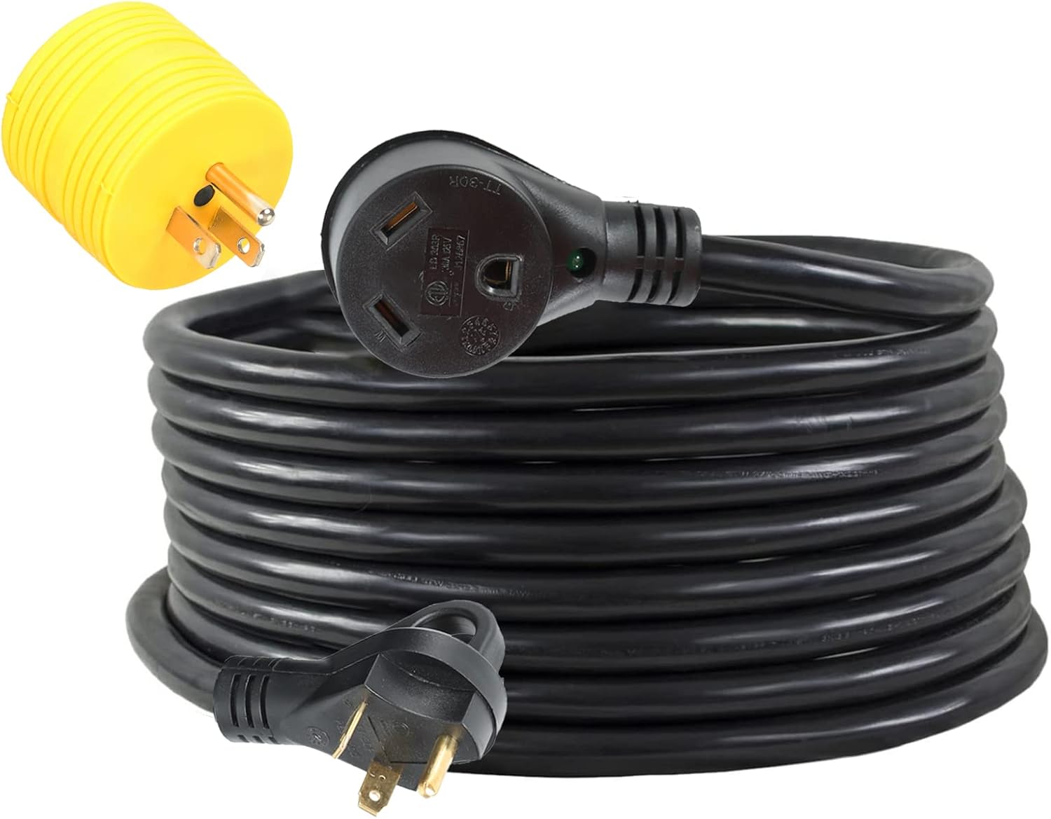25FT 30 AMP RV Power Cord with Handles 10 Gauge Heavy Duty Weatherproof Electrical Cable B7243
