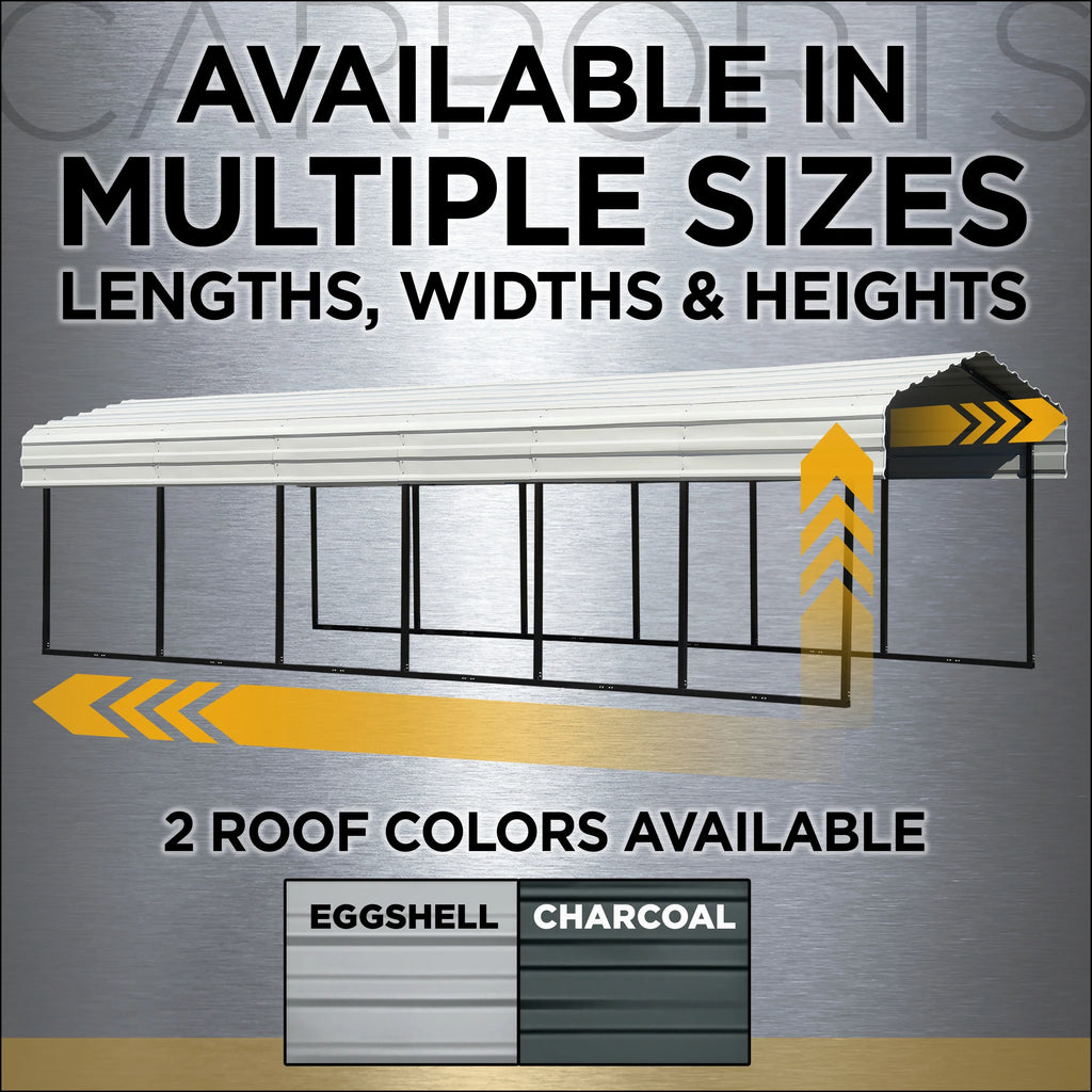 Galvanized Steel Carport Kit, 12' x 20' x 7' Z5199