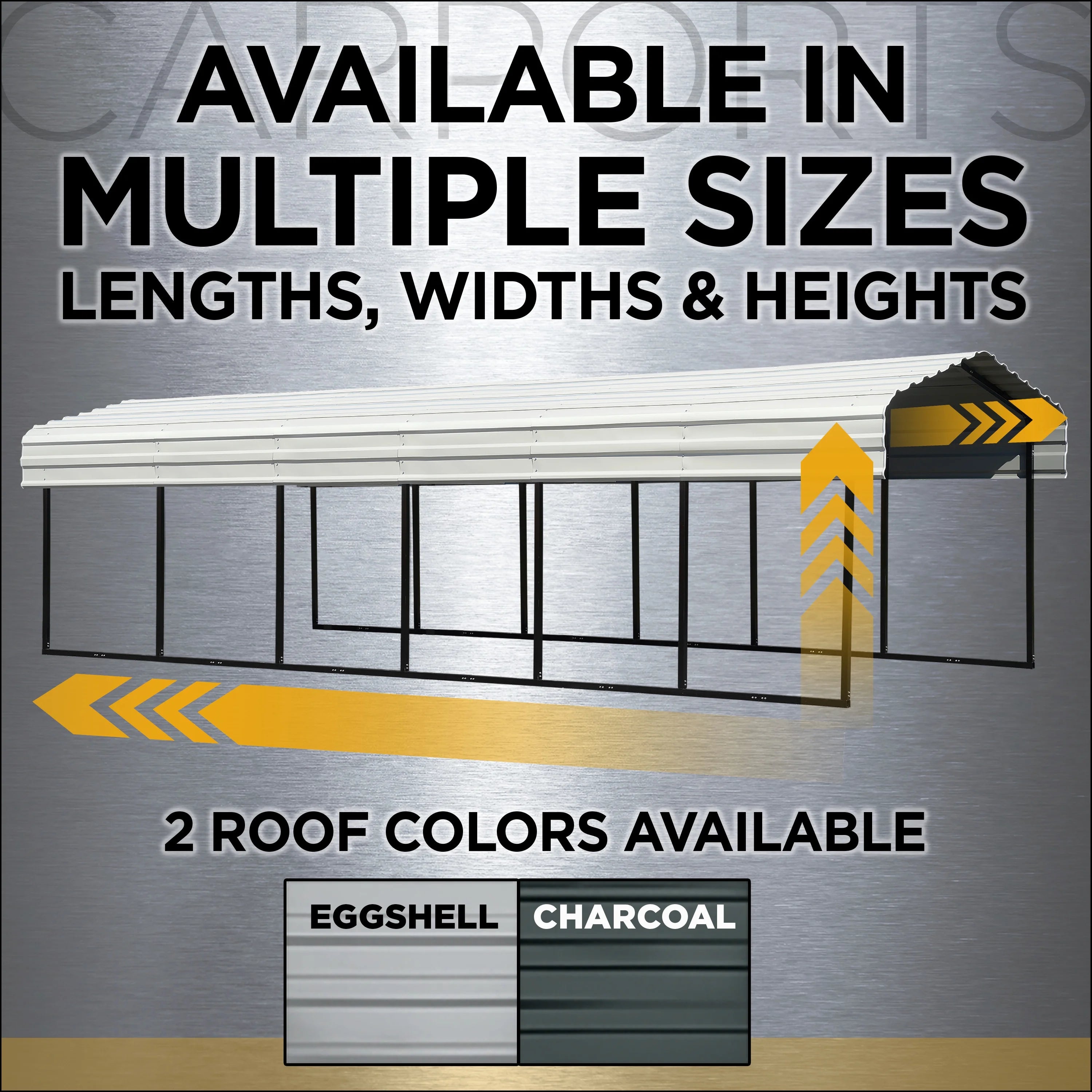Galvanized Steel Carport Kit, 12' x 20' x 7' Z5199
