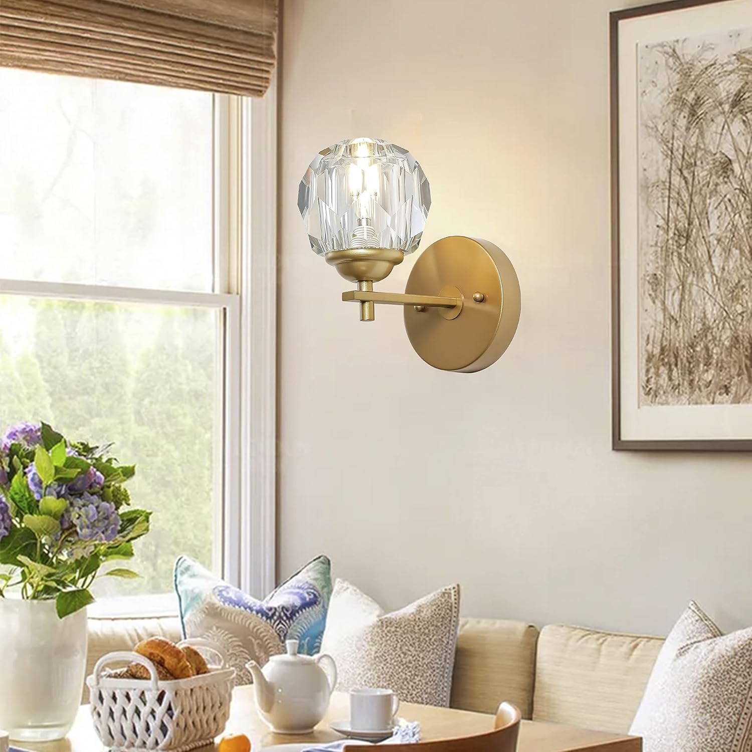 Clear Crystal Gold Wall Sconces Set of Two Z65925