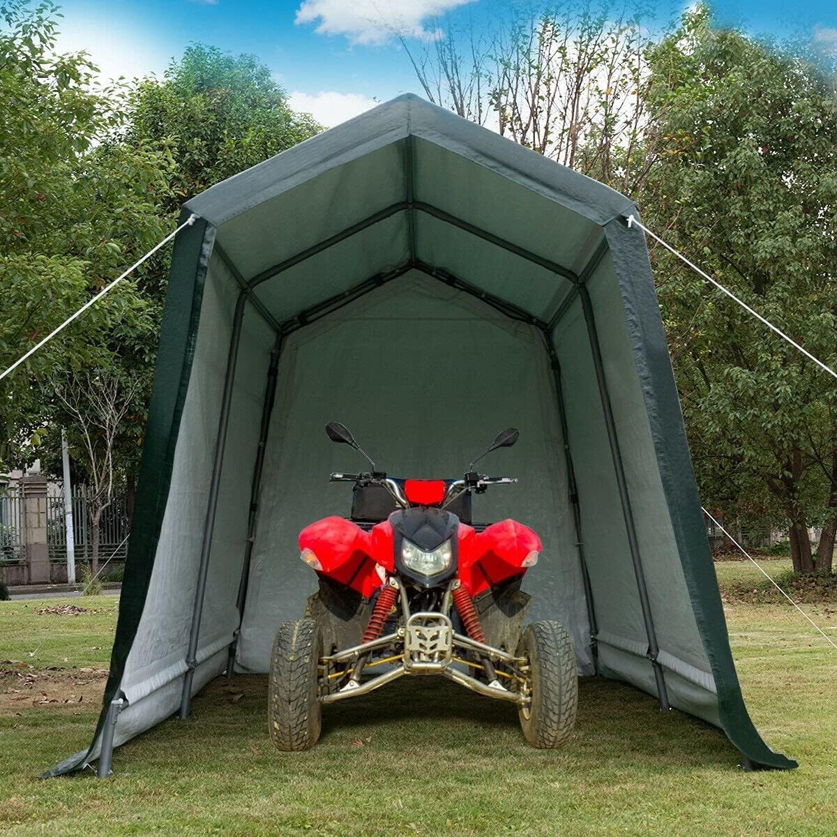 7 Ft x 12 Ft Outdoor Carport Patio Storage Shelter Metal Frame and Waterproof Ripstop Cover N794