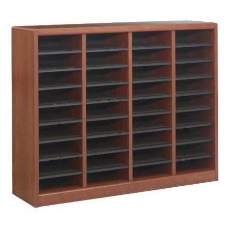 36 Compartment Cherry Wood Literature Organizer A32709
