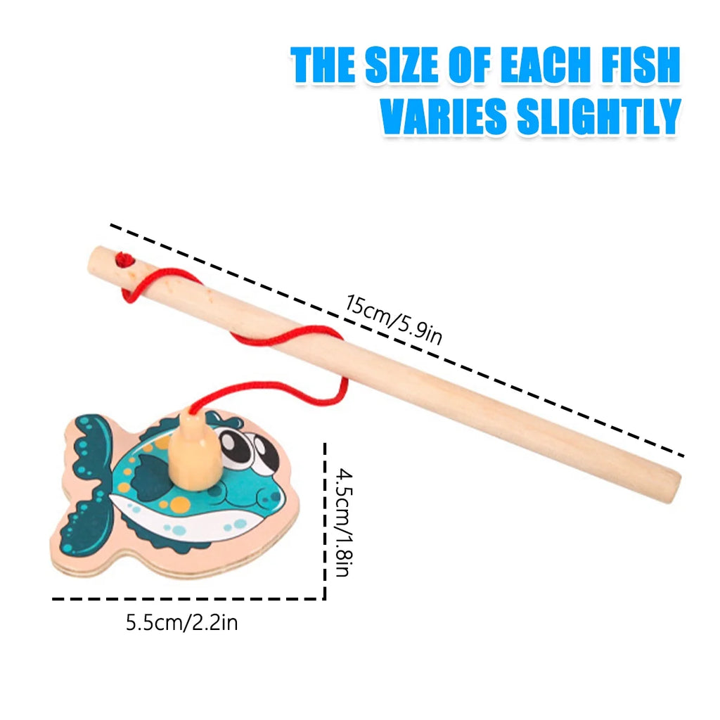 Magnetic Fishing Game Toys Set with Wooden Fish Rod Z6487