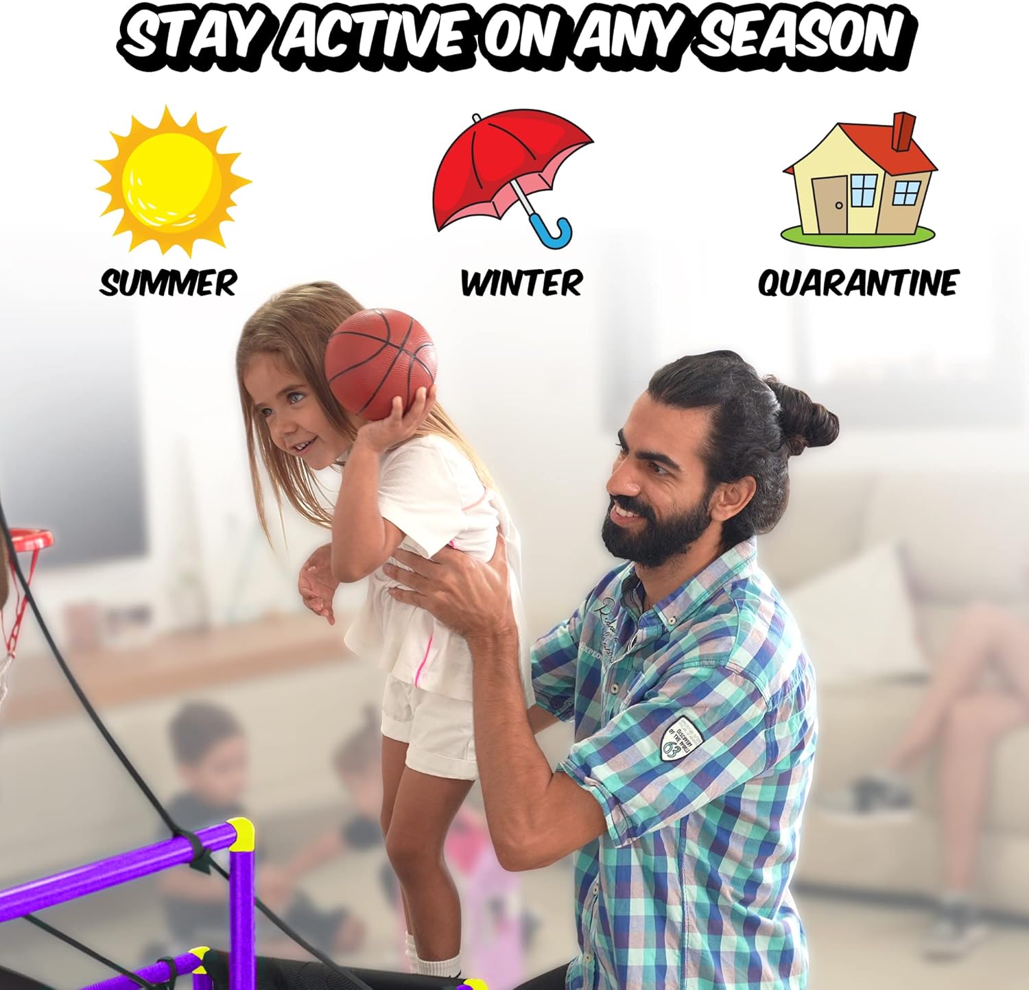 Purple Pack of 2 Indoor Arcade Basketball Hoop with 2 Basketballs and Air Pump V344329