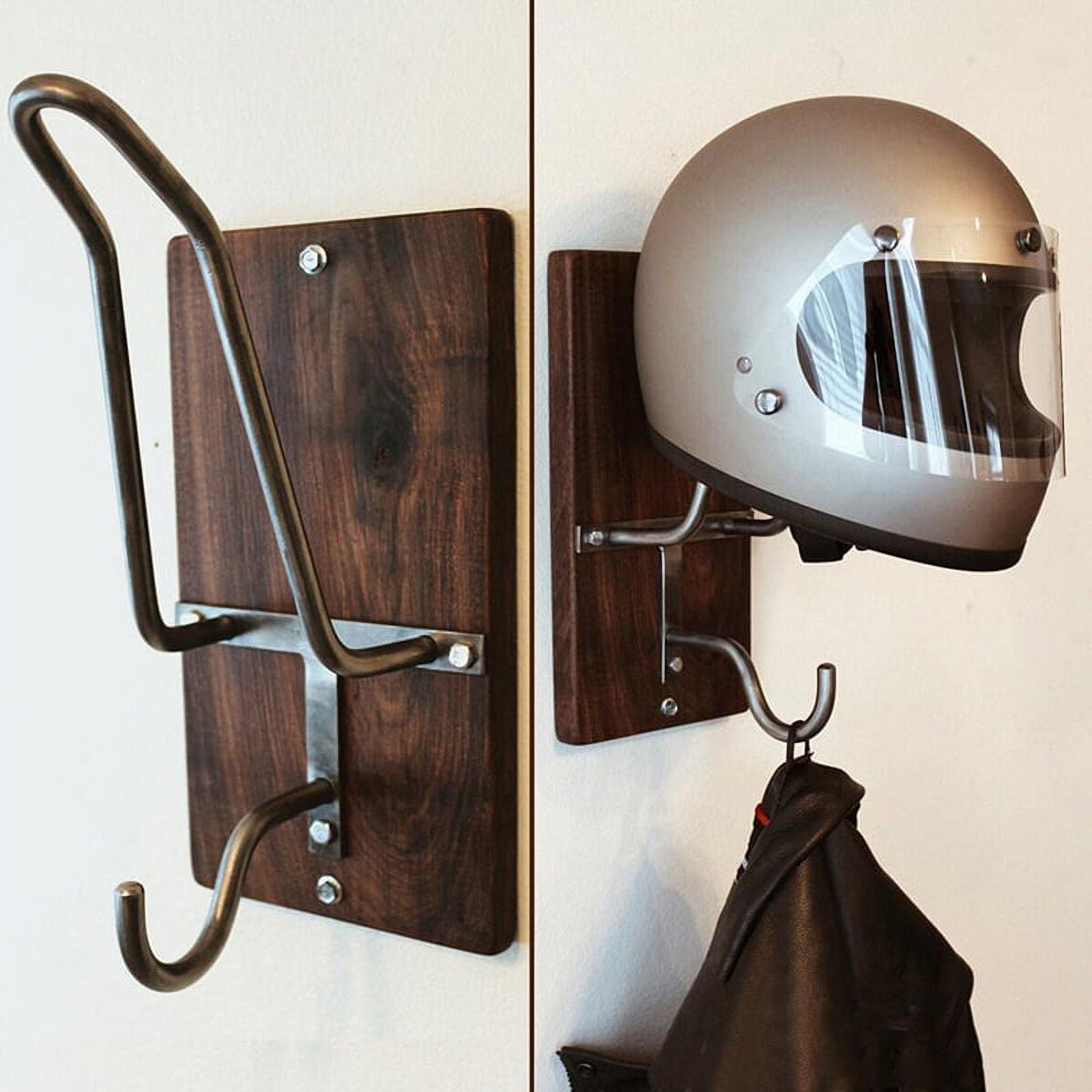 Wooden Motorcycle Helmet Rack & Jacket Hook Hat Storage Display Holder Q2195