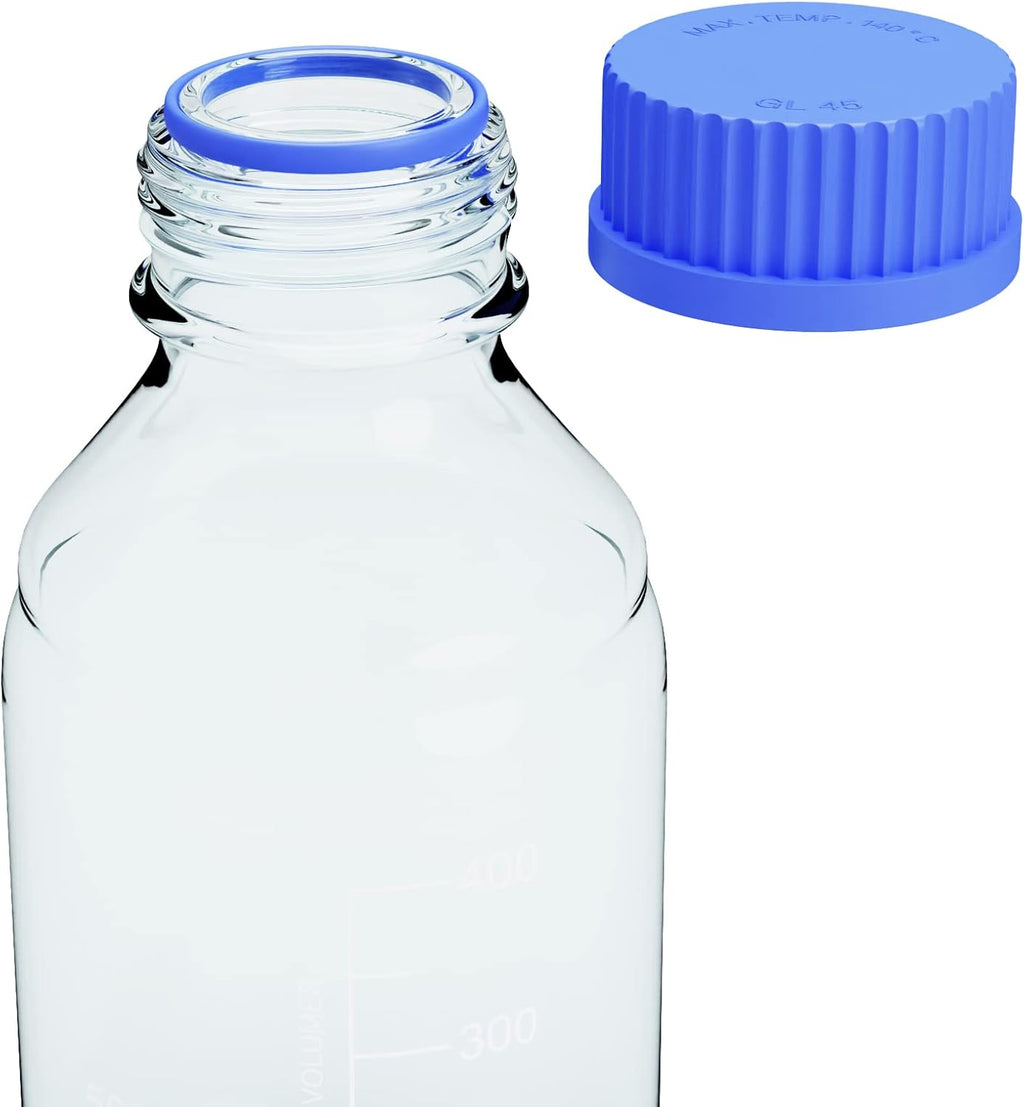 1000ml Borosilicate Glass Storage Bottles with GL45 Blue Screw Cap, 2pcs I830293