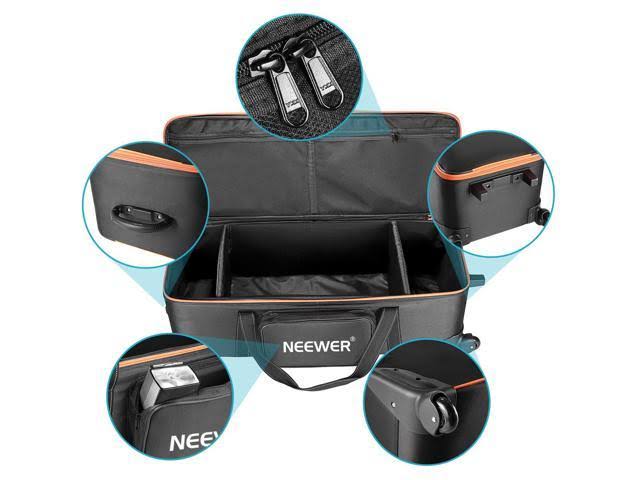 Photo Studio Equipment Trolley Carry Bag with Straps Padded Compartment Wheel D697